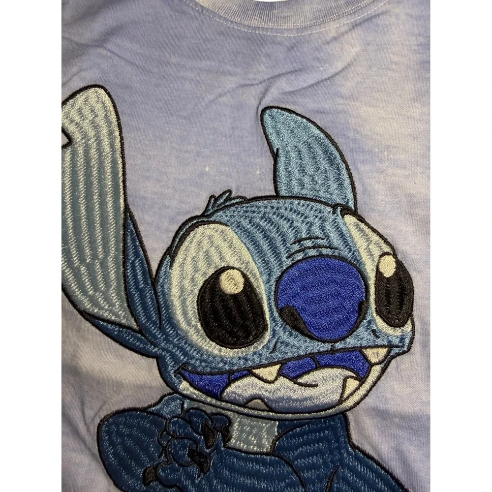 Disney Stitch T Shirt Kids New 10/12 Blue Tie Dye Embroidered Graphic Tee
